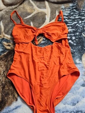 Old Navy Orange One-Piece Swimsuit with Front Tie Accent